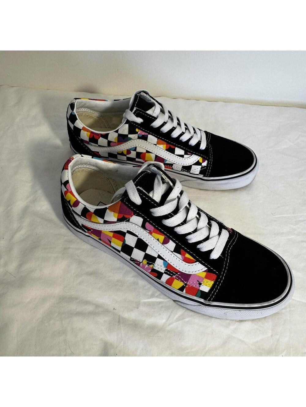 VANS Checkerboard Floral Flower Power Old Skool Canvas Shoes Unisex Women 7.5